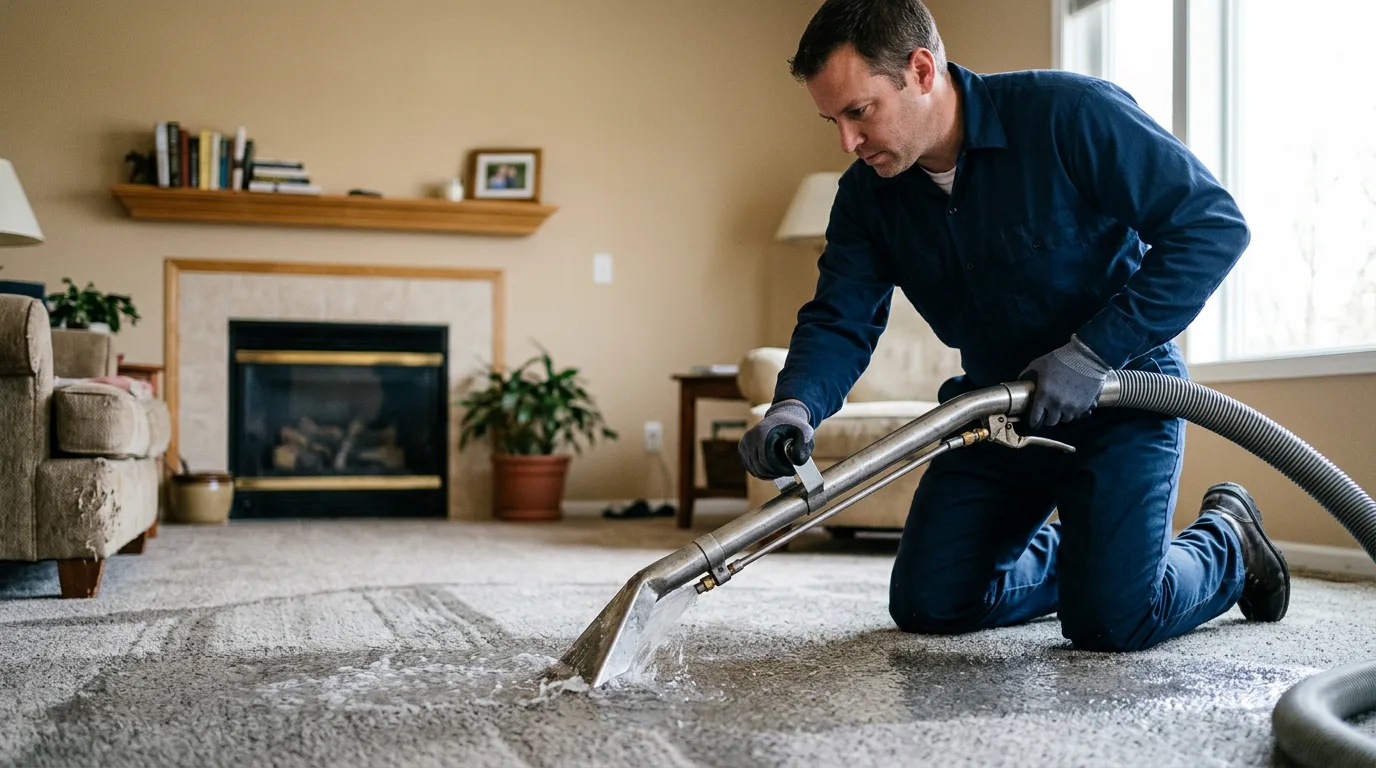 Water damage restoration technician working near Stendal, IN